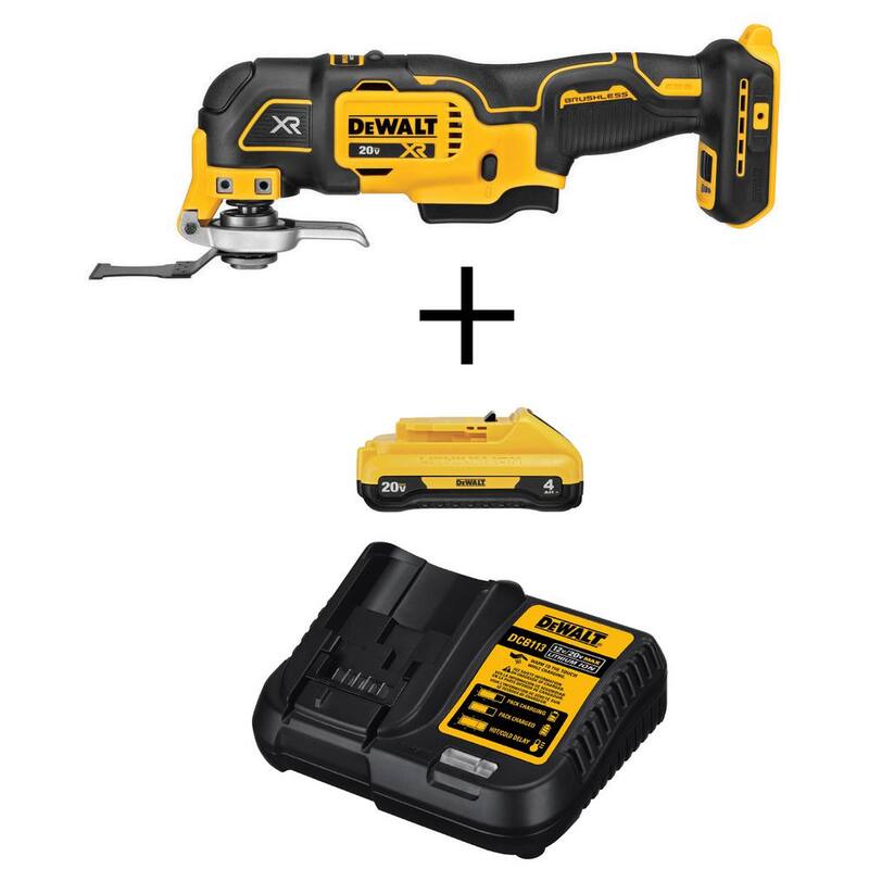 Herramienta múltiple oscilante inalámbrica sin escobillas DEWALT 20V MAX XR de 3 velocidades, (1) batería de 20V 4.0Ah y cargador de 12V-20V MAX - DCS356BW240C