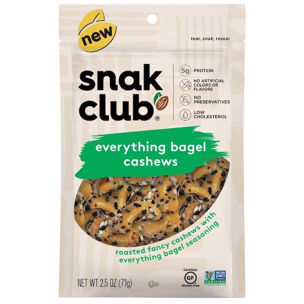 Snak Club Snak Club Everything Bagel Cashews 2.5 oz Bagged - 1721173