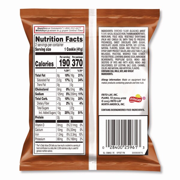Grandmas Cookies - Single Serve, Chocolate Chip, 2.5 oz Packet, 60PK - FRI45092