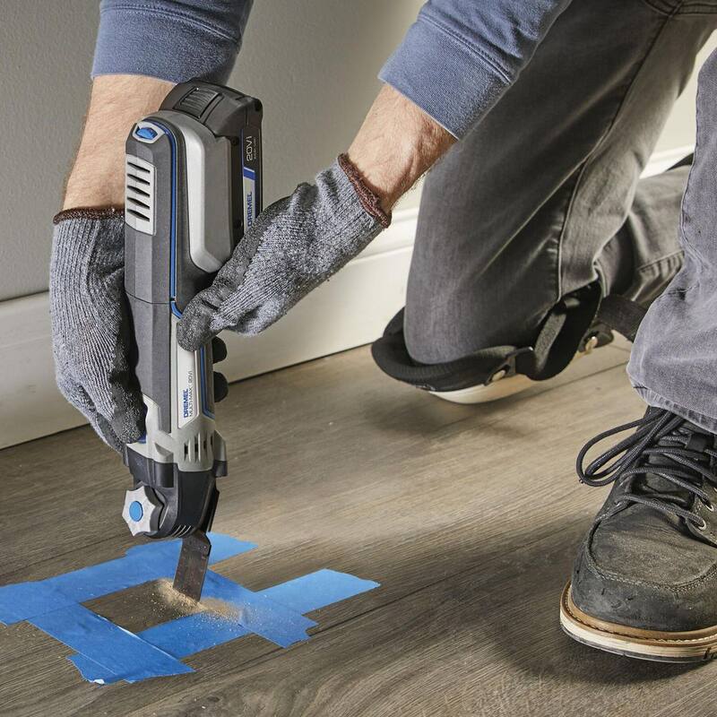 Dremel Multi-Max MM20V Kit de herramienta multifunción oscilante inalámbrica de 20V con hojas de corte enrasado de carburo universal de 1-1/8 pulgadas (3 piezas) - MM20V+MM485BU