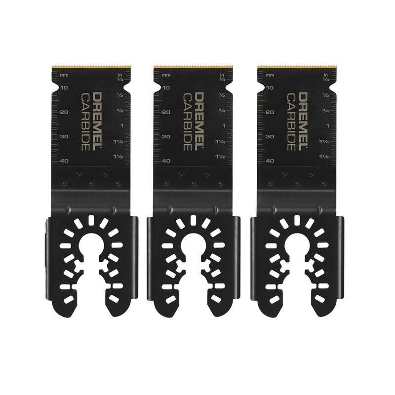 Dremel Multi-Max MM20V Kit de herramienta multifunción oscilante inalámbrica de 20V con hojas de corte enrasado de carburo universal de 1-1/8 pulgadas (3 piezas) - MM20V+MM485BU