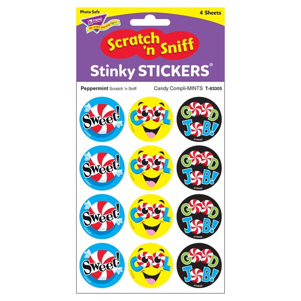Trend Candy Compli-MINTS/Peppermint Stinky Stickers, 48-Piece Set, 6PK - T83305
