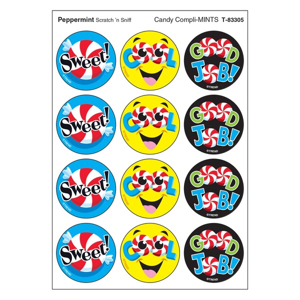 Trend Candy Compli-MINTS/Peppermint Stinky Stickers, 48-Piece Set, 6PK - T83305