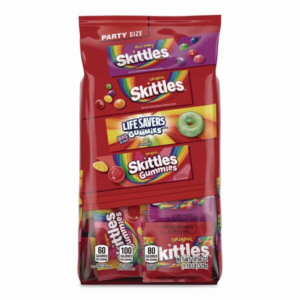 Mars Skittles, Skittles Gummies and Life Savers Gummies Party Pack, Assorted, 18.56 oz Bag - MMM29716