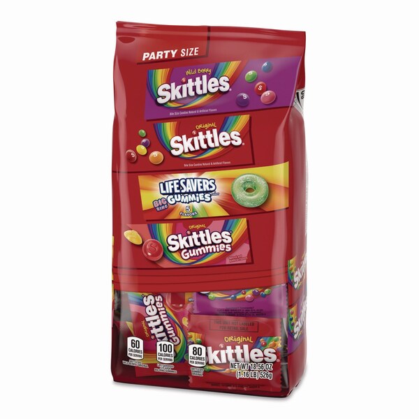 Mars Skittles, Skittles Gummies and Life Savers Gummies Party Pack, Assorted, 18.56 oz Bag - MMM29716