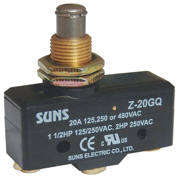 Interruptor de acción rápida industrial Zoro Select, montaje en panel, actuador de émbolo, SPDT, calificación de contacto de 20A @ 480V CA - 5JEF0