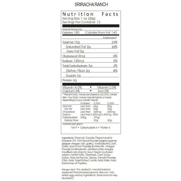 The Carolina Nut Co Carolina Nut Co. Sriracha Ranch Peanuts 12 oz Can - 11058