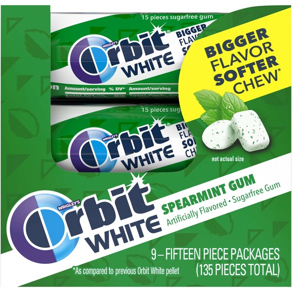 Orbit Orbit White Sugar Free Spearmint Gum 15 Pieces, PK90 - 388213