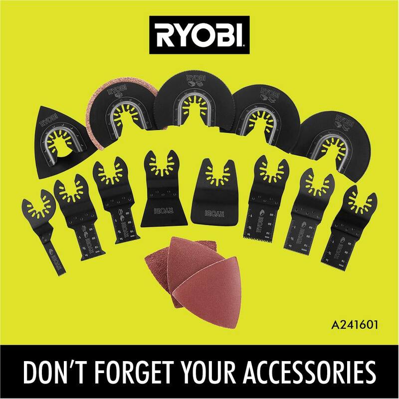RYOBI ONE+ HP 18V Kit de Herramienta Múltiple Oscilante sin Escobillas con batería de 2.0 Ah, cargador, batería de alto rendimiento de 4.0 Ah y cargador - PBLMT51K1-PSK014