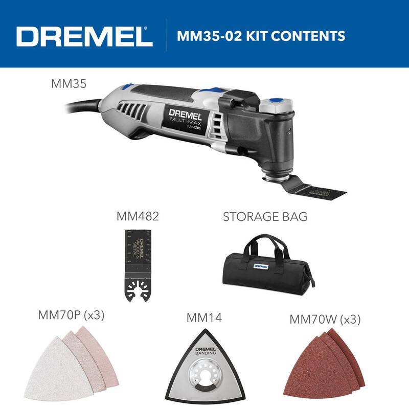 Dremel Multi-Max MM35 Kit de Herramienta Múltiple Oscilante con Cable, de Velocidad Variable de 3.5 Amp, con 8 Accesorios y Bolsa de Almacenamiento - MM35-02