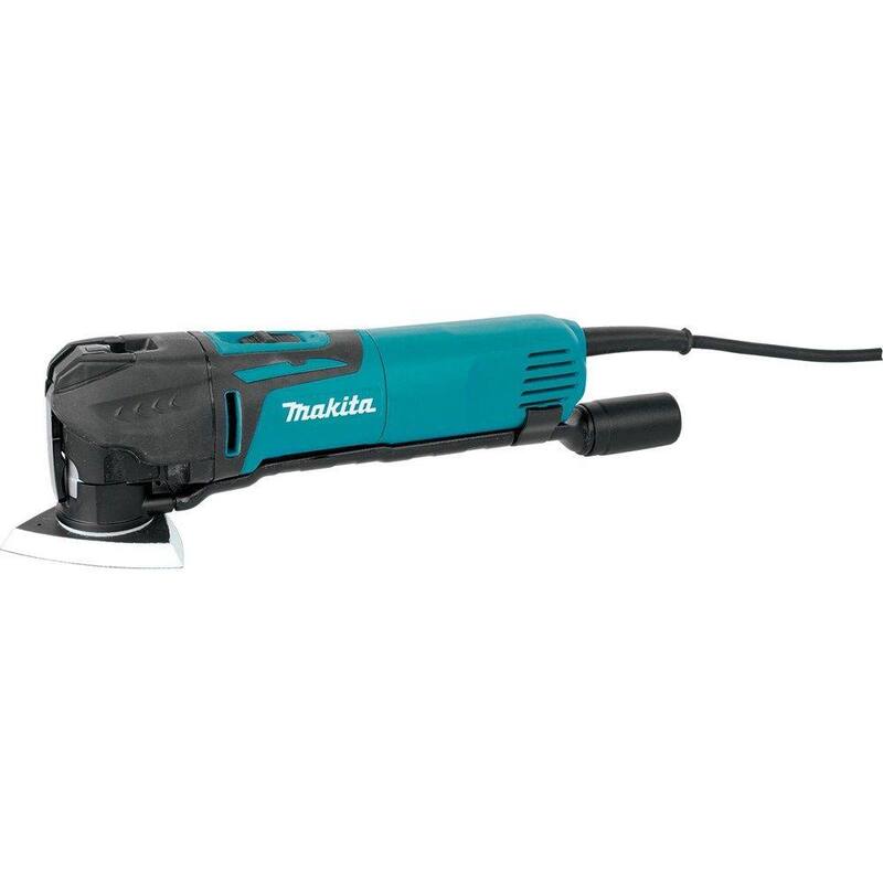 Juego de herramientas múltiples oscilante con cable de 3 amperios y velocidad variable de Makita, con hoja, base para lijar, papel de lija, adaptador, estuche duro - TM3010CX1.