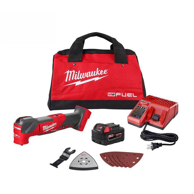 Kit de herramienta multifuncional oscilante inalámbrica con batería de iones de litio de 18V Milwaukee M18 FUEL, con un 5.0 Ah, cargador y bolsa de herramientas - 2836-21