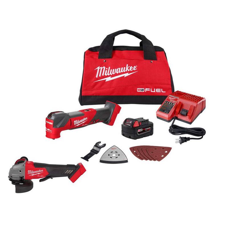 Kit de herramientas oscilantes multiusos inalámbrico Milwaukee M18 FUEL de 18V con tecnología de iones de litio sin escobillas y amoladora M18 FUEL - 2836-21-2880-20