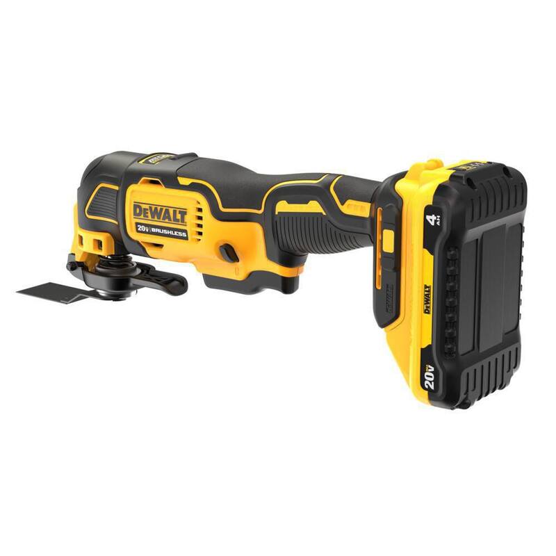 Kit de herramienta oscilante inalámbrica DEWALT ATOMIC 20V MAX de iones de litio con batería de 4.0Ah, cargador y bolsa de kit - DCS354Q1