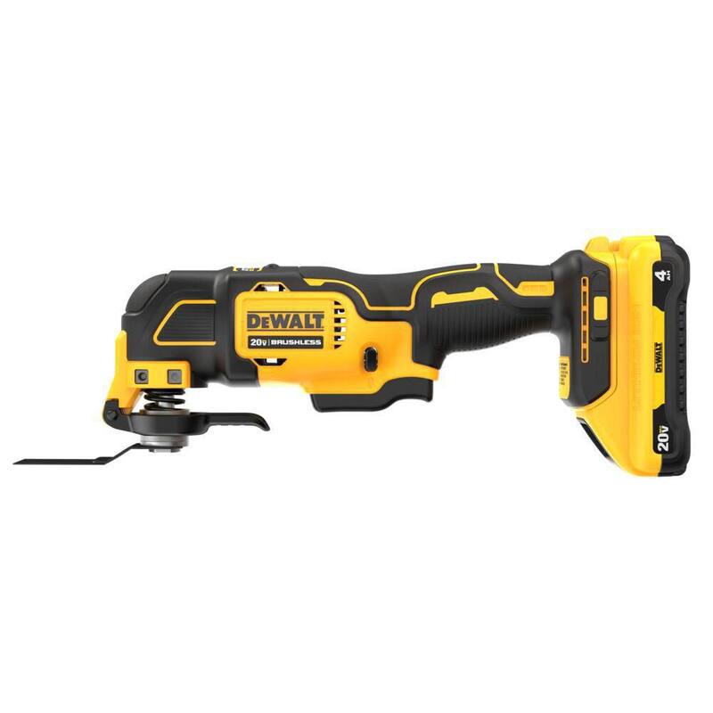Kit de herramienta oscilante inalámbrica DEWALT ATOMIC 20V MAX de iones de litio con batería de 4.0Ah, cargador y bolsa de kit - DCS354Q1