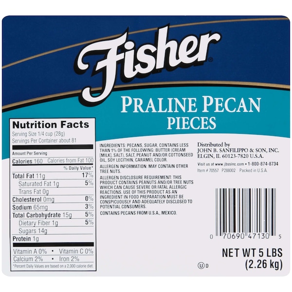 Fisher Fisher Praline Pecan Pieces 5lbs - 70557