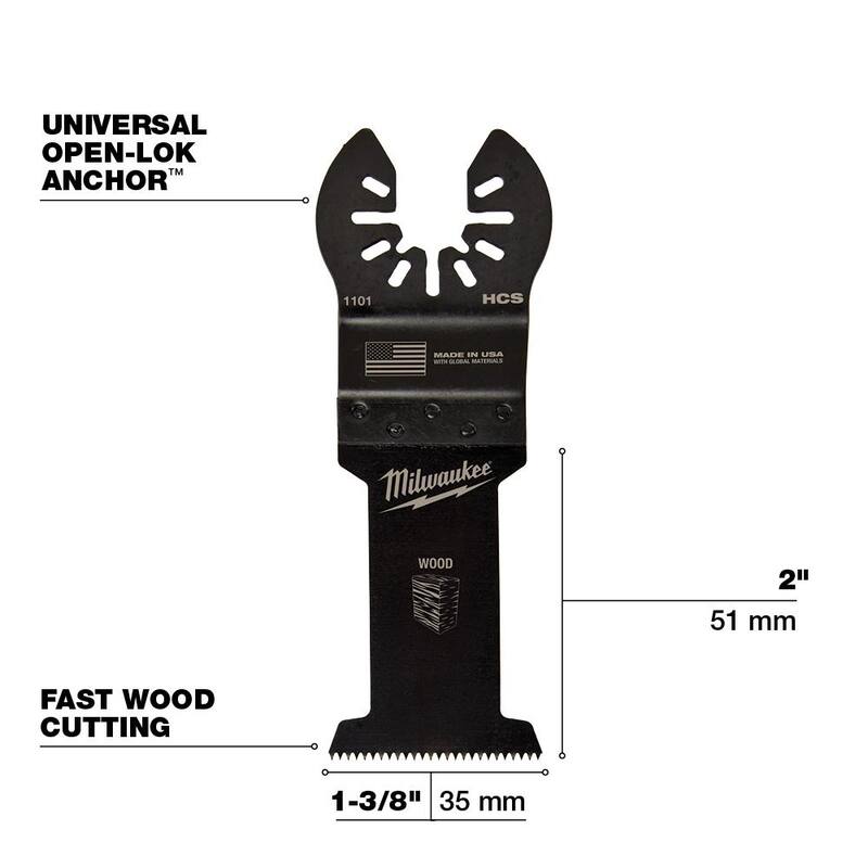 Herramienta oscilante múltiple inalámbrica de iones de litio Milwaukee M18 18V (solo herramienta) con juego de hojas para herramienta múltiple de 1-3/8 pulgadas (4 piezas) - 2626-20-49-25-1103W