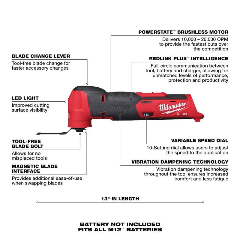 Milwaukee M12 FUEL Herramienta Multifuncional Oscilante Inalámbrica de Iones de Litio de 12 Volts & Herramienta Expansora ProPEX con Cabezas Expansoras de 1/2 a 1 pulgada - 2526-20-2532-20