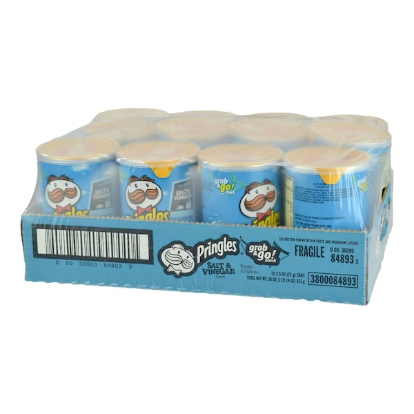 Pringles Pringles Salt & Vinegar Potato Crisp 2.5 oz., PK12 - 3800084893