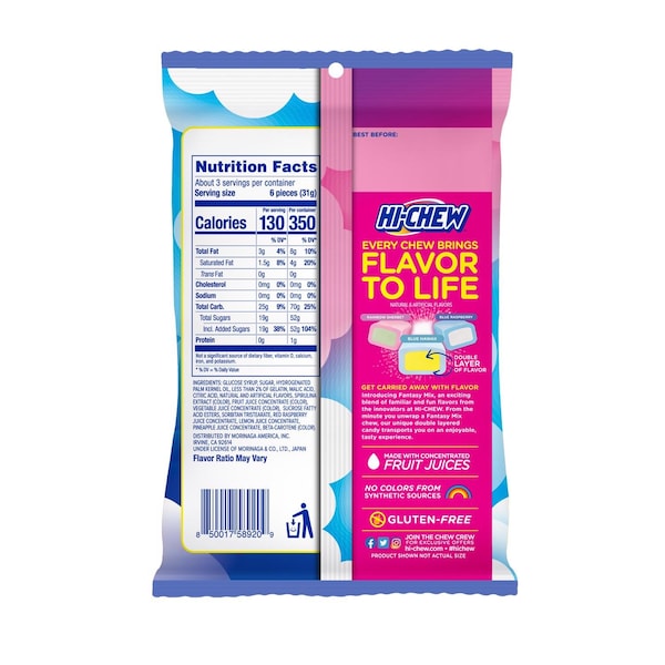 Hi-Chew Hi-Chew Blue Hawaii/Blue Raspberry/Rainbow Sherbet Chewy Candy 3 oz - 55200
