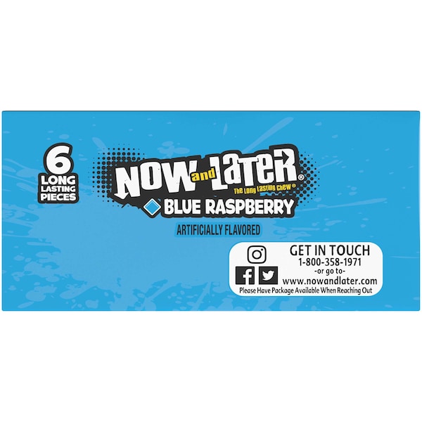 Now & Later Now & Later Blue Raspberry Chews 6 Piece .93 oz., PK12 - 52104