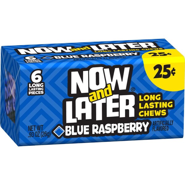 Now & Later Now & Later Blue Raspberry Chews 6 Piece .93 oz., PK12 - 52104