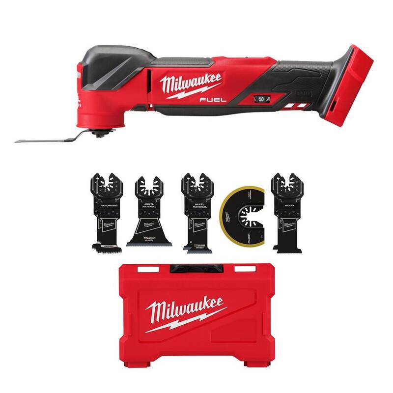 Milwaukee M18 FUEL 18V Herramienta multifunción sin escobillas inalámbrica de ion de litio con kit de hojas de herramienta multifunción oscilante (8 piezas) - 2836-20-49-10-9212