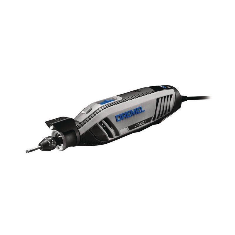 Kit de herramienta rotativa con cable Dremel 4300 Series de 1.8 amperes de velocidad variable con luz montada, 40 accesorios, 5 aditamentos, estuche de transporte - 4300-5/40.