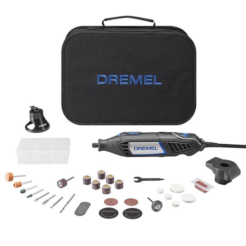 Kit de herramienta rotativa con cable Dremel 4000 de 1.6 amperes y velocidad variable, con 32 accesorios, 2 aditamentos y estuche de transporte - 4000-2/32