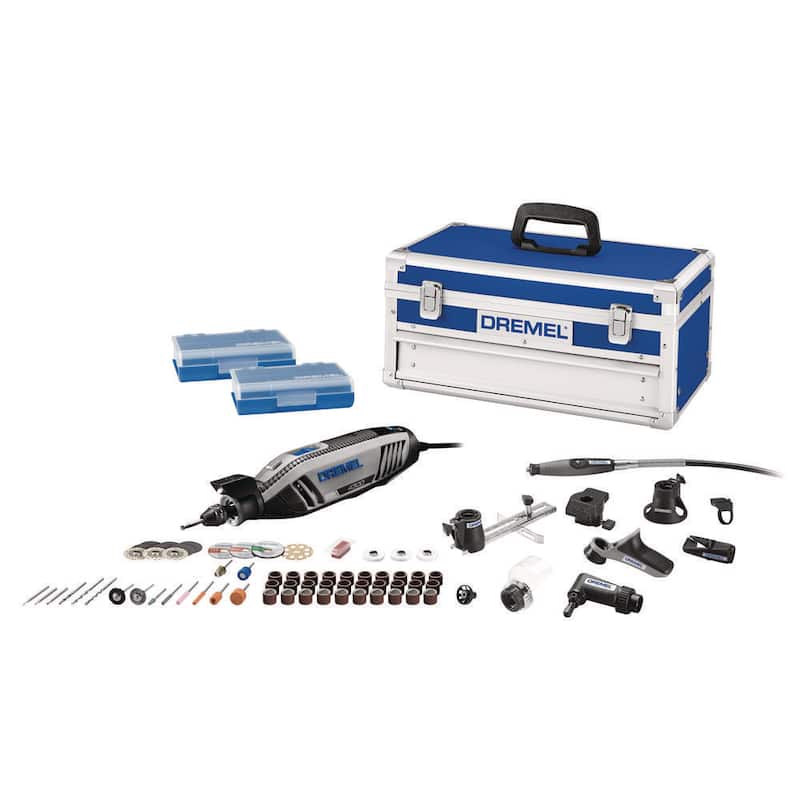 Serie 4300 de Dremel 1.8 Amp Kit de Herramienta Rotativa con Cable de Velocidad Variable, Luz Montada, 64 Accesorios, 9 Adjuntos y Estuche - 4300-9/64