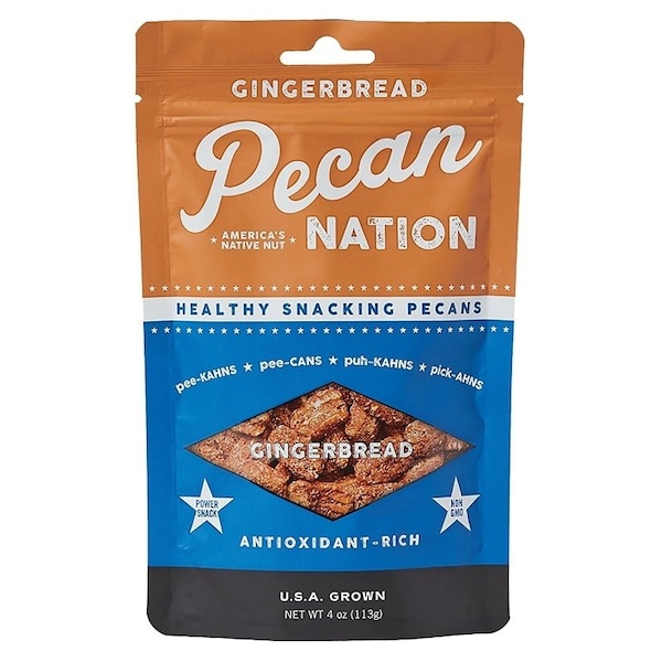 Pecan Nation Snack, Gingerbread Flavor, 4 oz Pouch - PNGB4.8.12