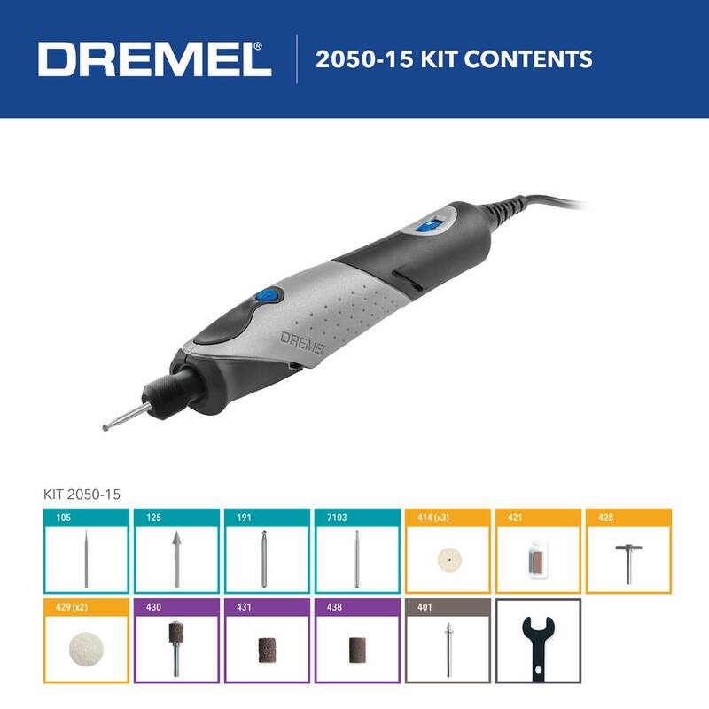 Kit de herramientas rotativas versátil con cable Dremel Stylo+ con 15 accesorios - 2050