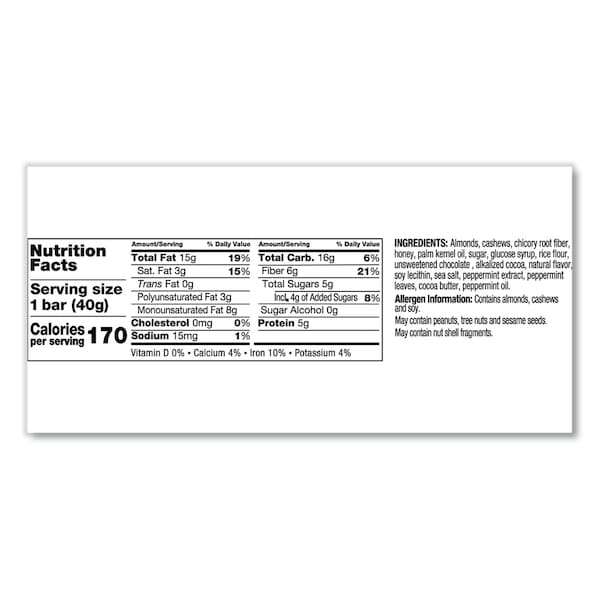 Kind Nuts and Spices Bar, Dark Chocolate Almond Mint, 1.4 oz Bar, PK12 - 19988