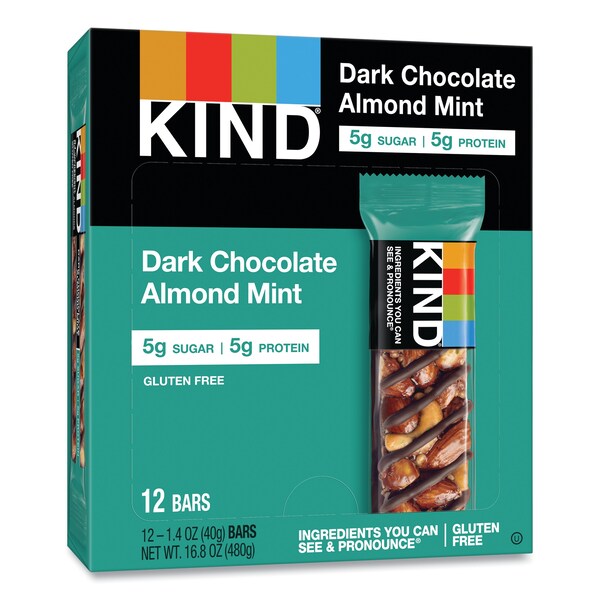 Kind Nuts and Spices Bar, Dark Chocolate Almond Mint, 1.4 oz Bar, PK12 - 19988