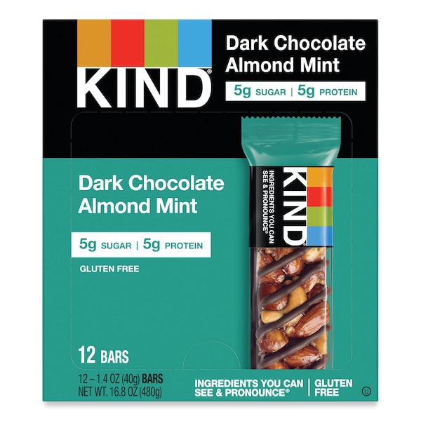 Kind Nuts and Spices Bar, Dark Chocolate Almond Mint, 1.4 oz Bar, PK12 - 19988