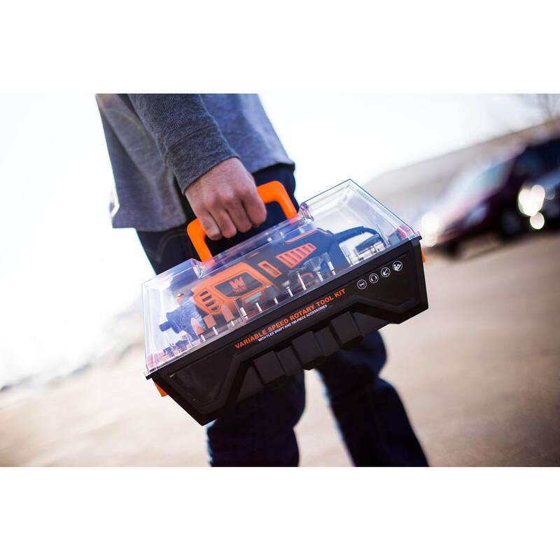 1.3 Amp Variable Speed Steady-Grip Rotary Tool con juego de accesorios de 190 piezas, eje flexible y estuche de transporte - 23190.