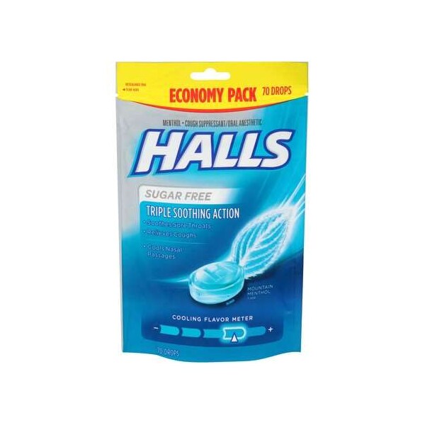 Halls Halls Sugar Free Menthol Lyptus Mountain Cough Drops 70 Count, PK12 - 63790