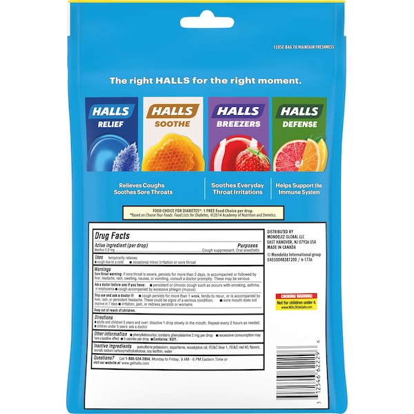Halls Halls Sugar Free Menthol Lyptus Mountain Cough Drops 70 Count, PK12 - 63790