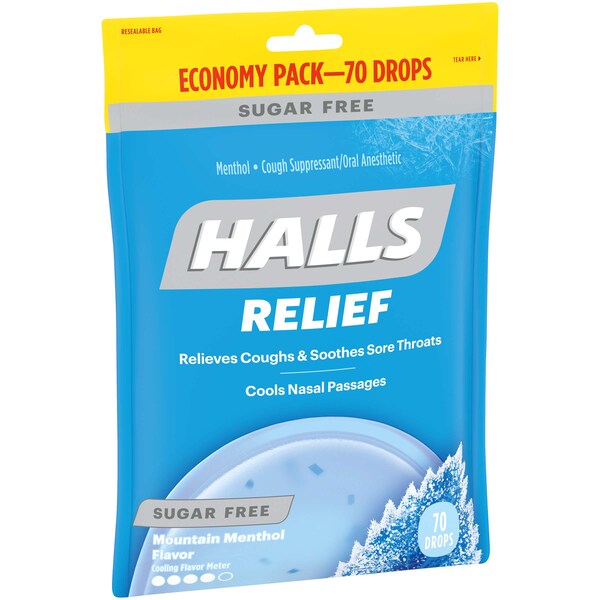 Halls Halls Sugar Free Menthol Lyptus Mountain Cough Drops 70 Count, PK12 - 63790