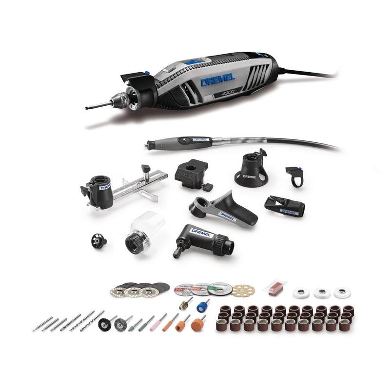 Serie 4300 de Dremel 1.8 Amp Variable Speed Corded Rotary Tool Kit con Rotary Tool Mega Accessory Kit (130 piezas) - 43009/64+713-01