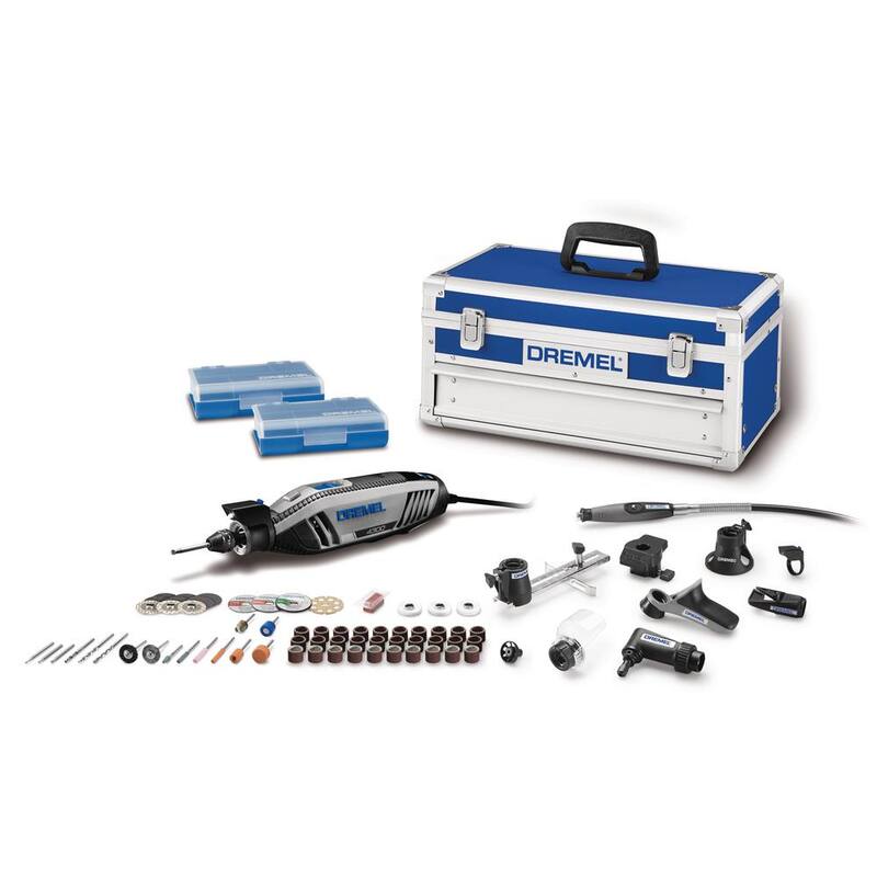 Serie 4300 de Dremel 1.8 Amp Variable Speed Corded Rotary Tool Kit con Rotary Tool Mega Accessory Kit (130 piezas) - 43009/64+713-01