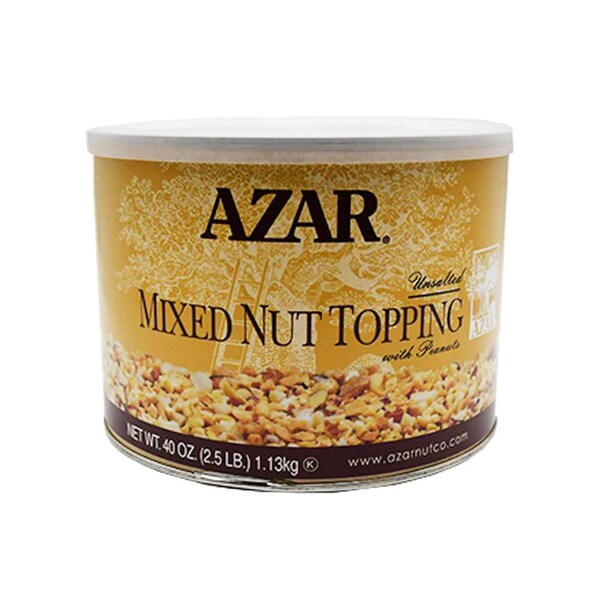 Azar Azar Dry Roasted Unsalted With Peanut Mixed Nut No 5 Can, PK6 - 7004696