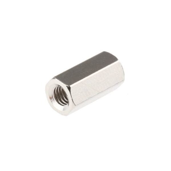 Newport Fasteners Hex Standoff, #4-40 Thrd Sz, 3/4 in L, Brass Nickel Plated, 1/4" Hex W, 40 PK - 141204HFBN