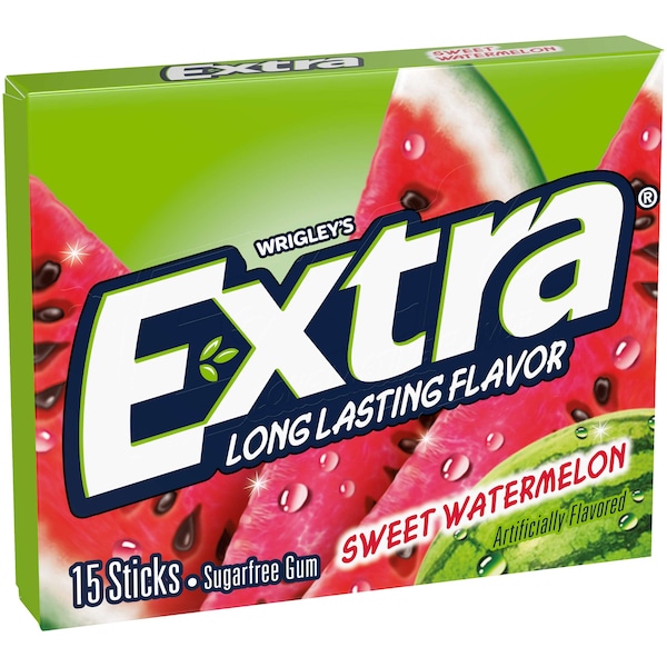 Extra Extra Fruit Sensations Sweet Watermelon Gum 15 Pieces, PK120 - 259650
