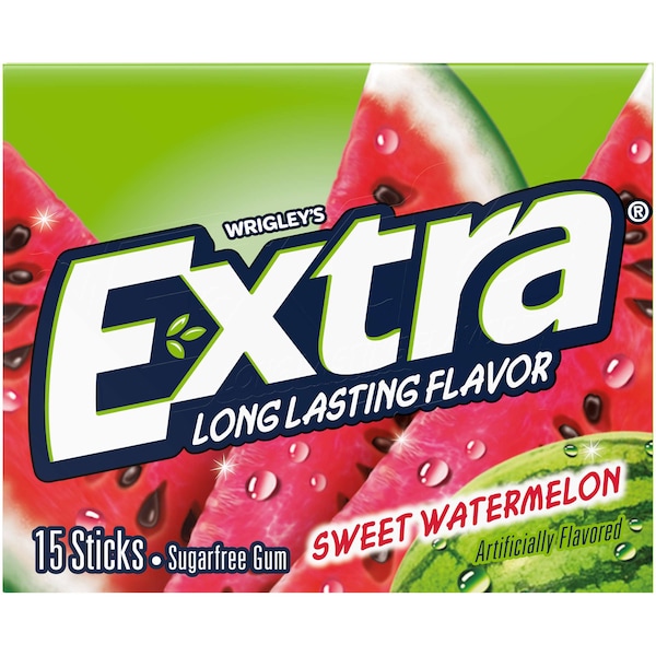 Extra Extra Fruit Sensations Sweet Watermelon Gum 15 Pieces, PK120 - 259650