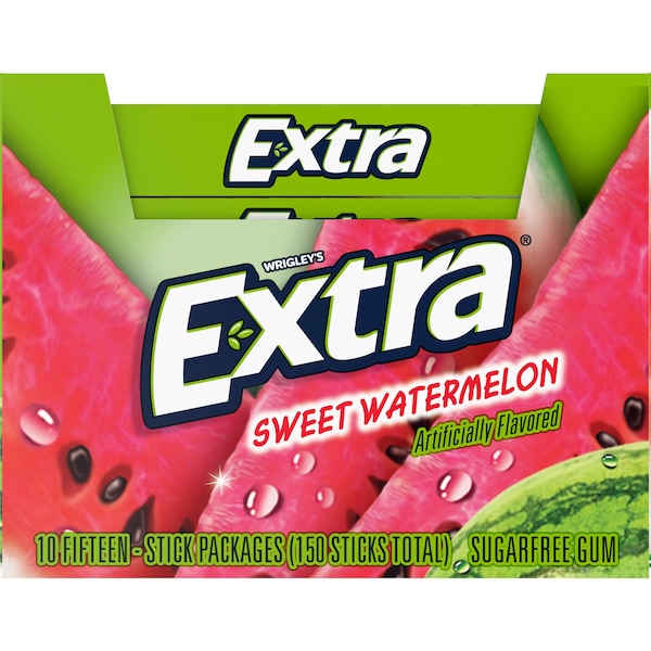 Extra Extra Fruit Sensations Sweet Watermelon Gum 15 Pieces, PK120 - 259650