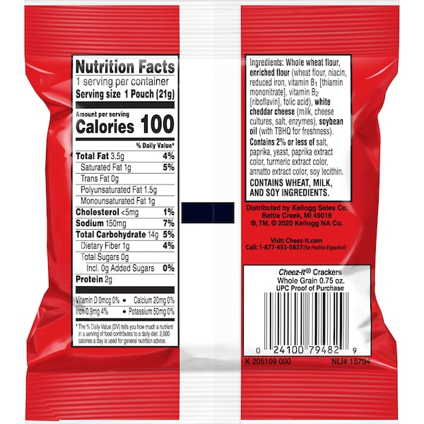 Sunshine Cheez-It Whole Grain Original Crackers .75 oz., PK175 - 2410079263