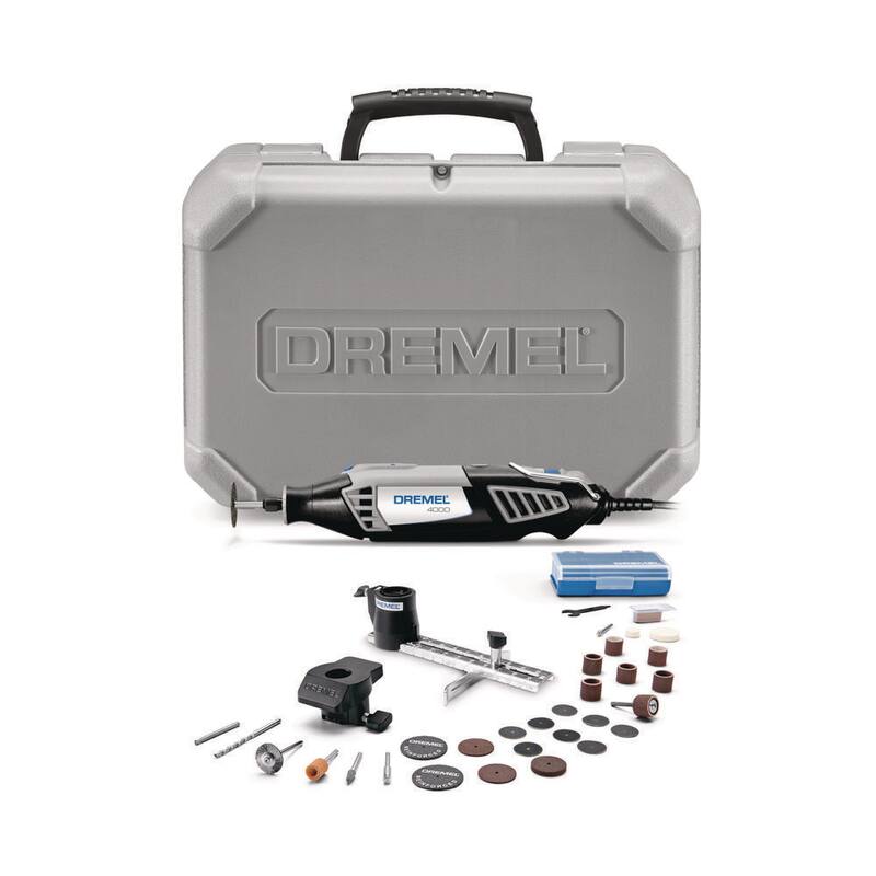 Kit de herramienta rotativa con cable Dremel Serie 4000 de 1.6 amperes y velocidad variable, con 30 accesorios, 2 aditamentos y estuche de transporte - 4000-2/30