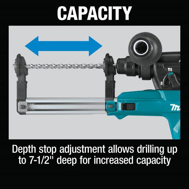 Martillo rotativo Makita de 1 pulgada SDS-PLUS AVT, con extractor de polvo HEPA, 3 modos, velocidad variable, estuche (mango en forma de D) - HR2663