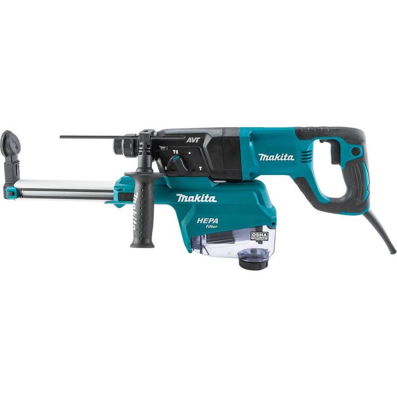 Martillo rotativo Makita de 1 pulgada SDS-PLUS AVT, con extractor de polvo HEPA, 3 modos, velocidad variable, estuche (mango en forma de D) - HR2663